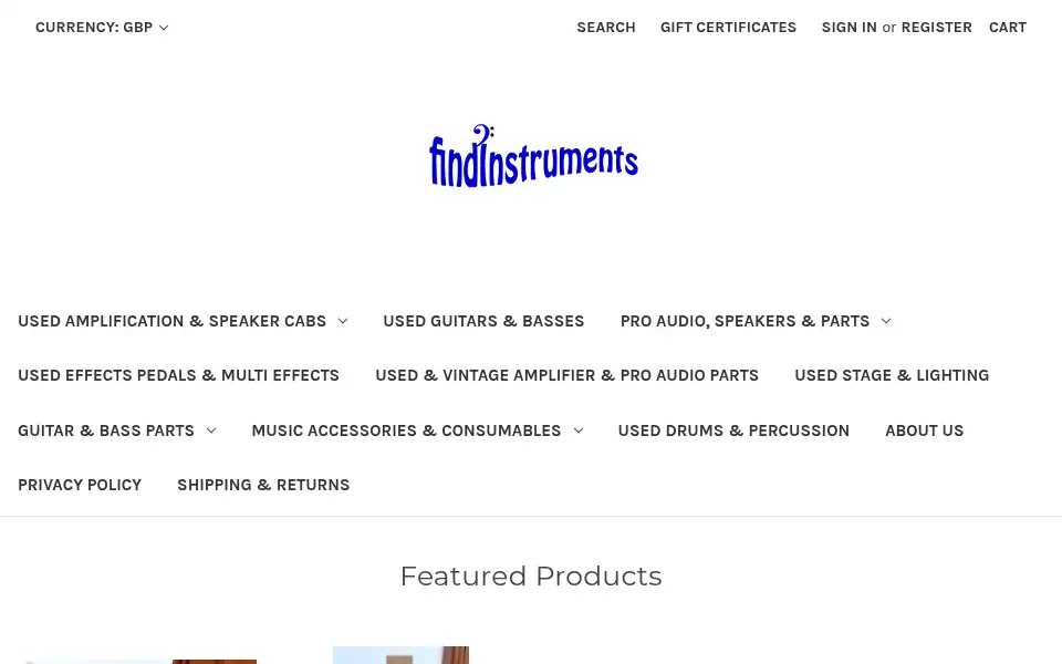 Screenshot of findinstruments.co.uk