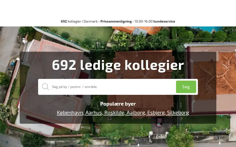 Screenshot of findkollegie.dk