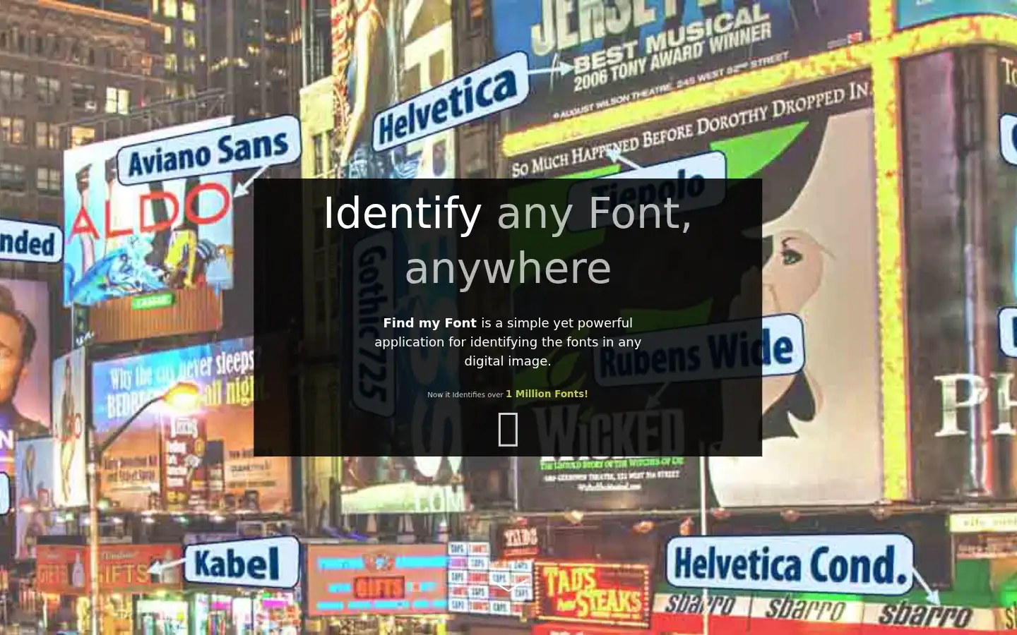 Screenshot of findmyfont.com