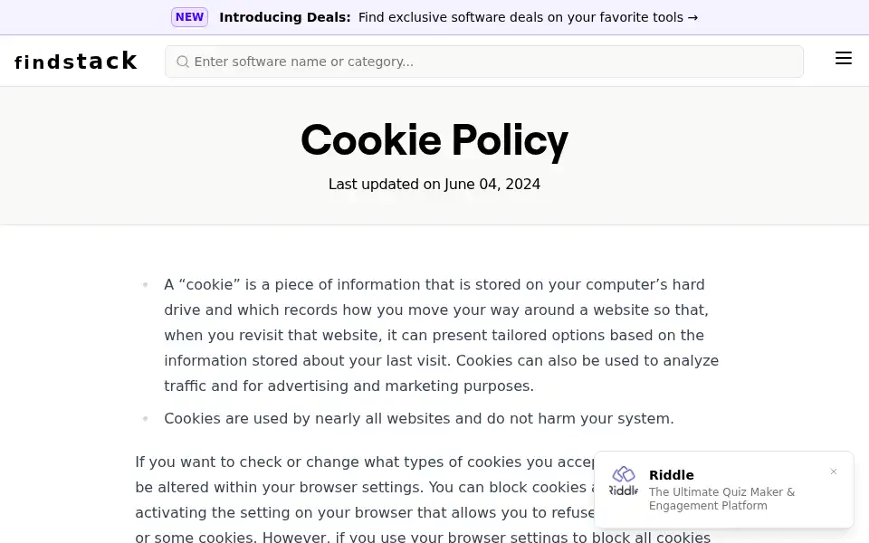 Screenshot of findstack.com