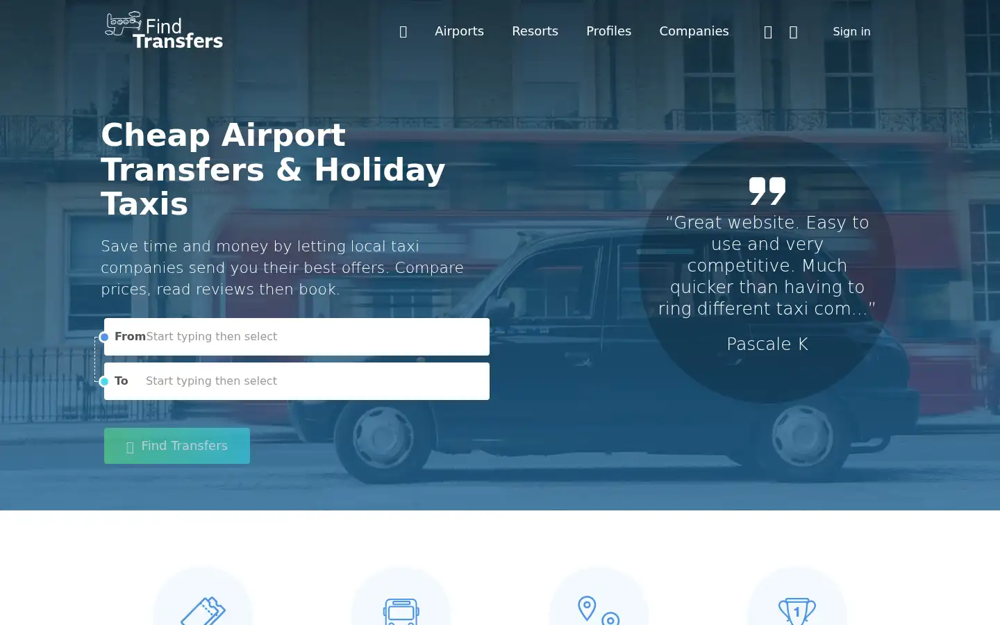 Screenshot of findtransfers.com