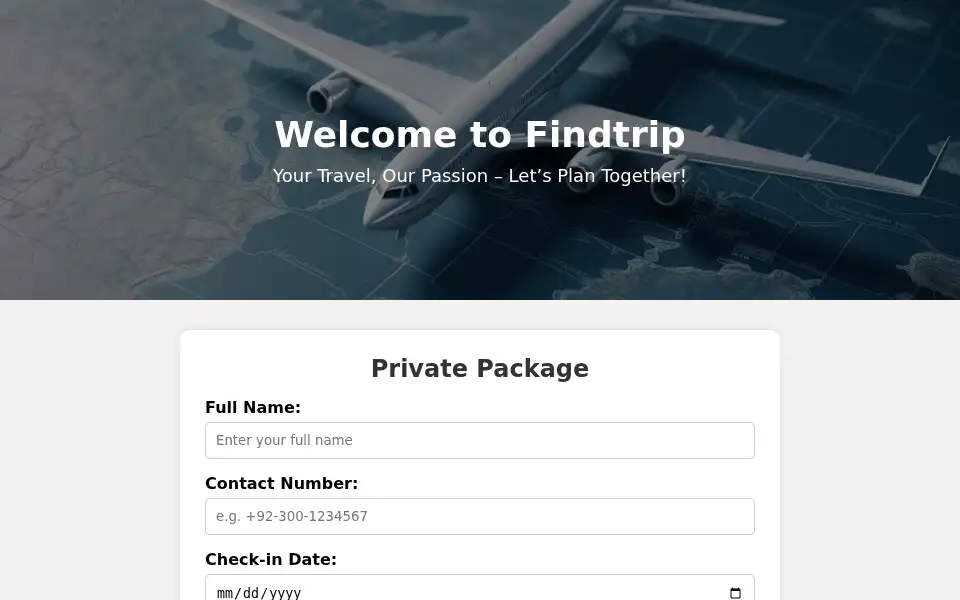 Screenshot of findtrip.com.pk