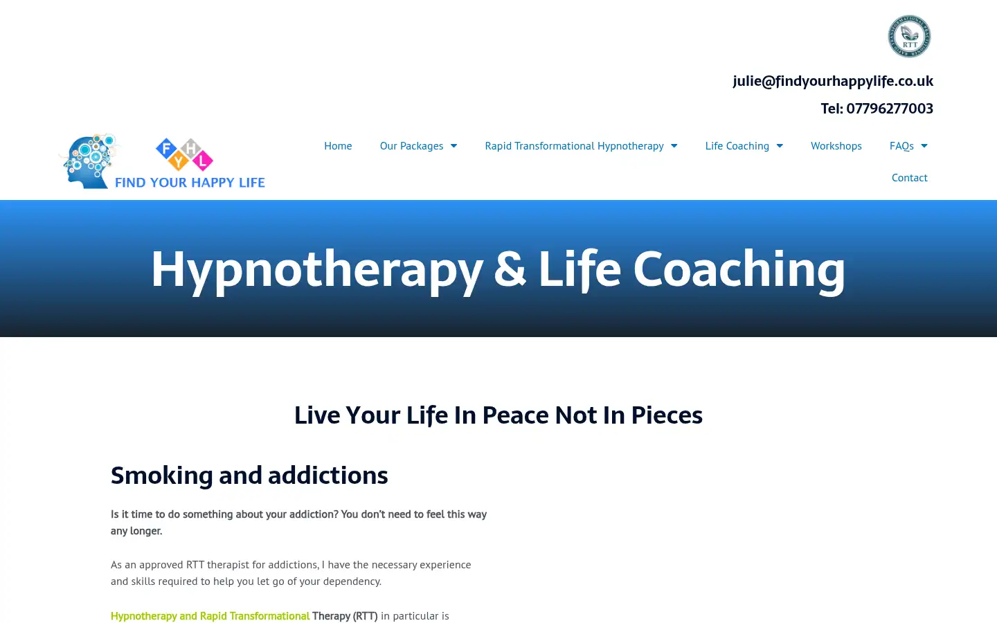 Screenshot of findyourhappylife.co.uk