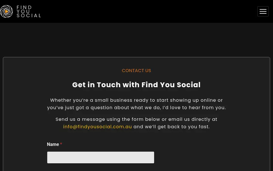 Screenshot of findyousocial.com.au