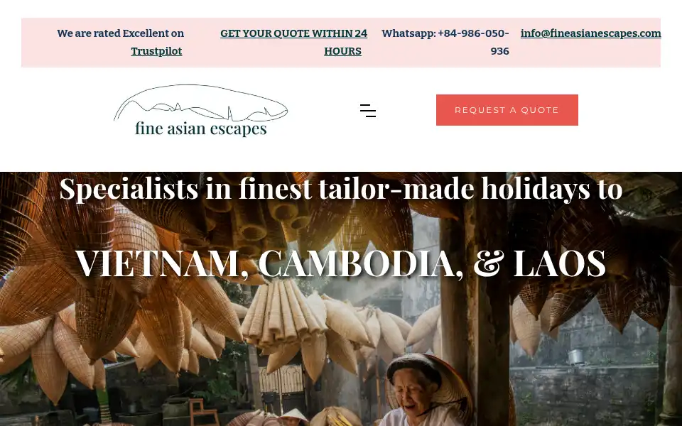 Screenshot of fineasianescapes.com