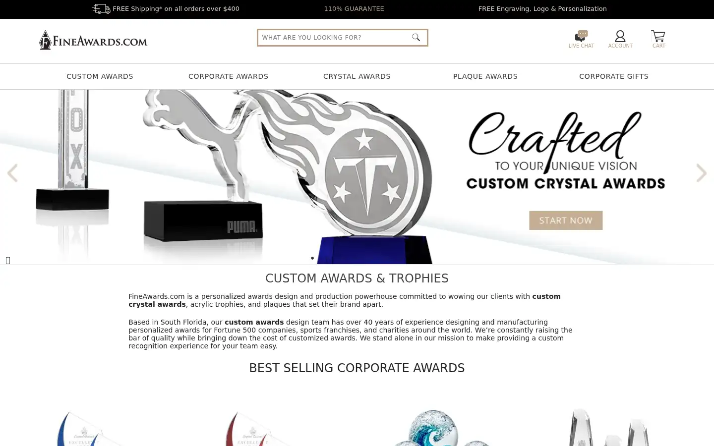 Screenshot of fineawards.com