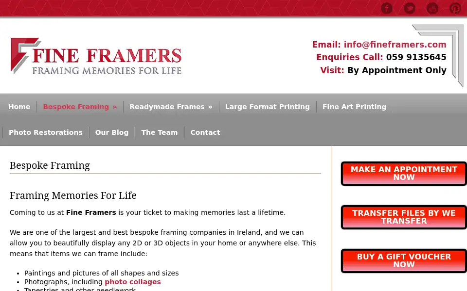 Screenshot of fineframers.com