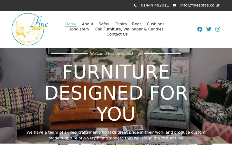 Screenshot of finesofas.co.uk
