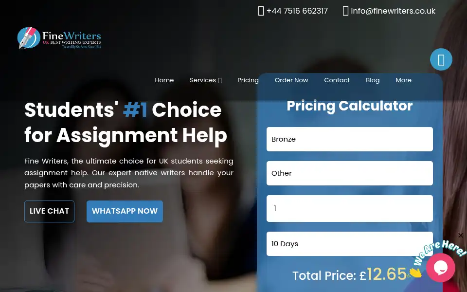 Screenshot of finewriters.co.uk