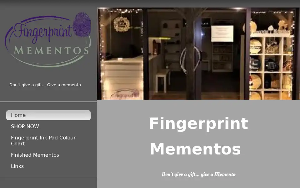 Screenshot of fingerprintmementos.ie