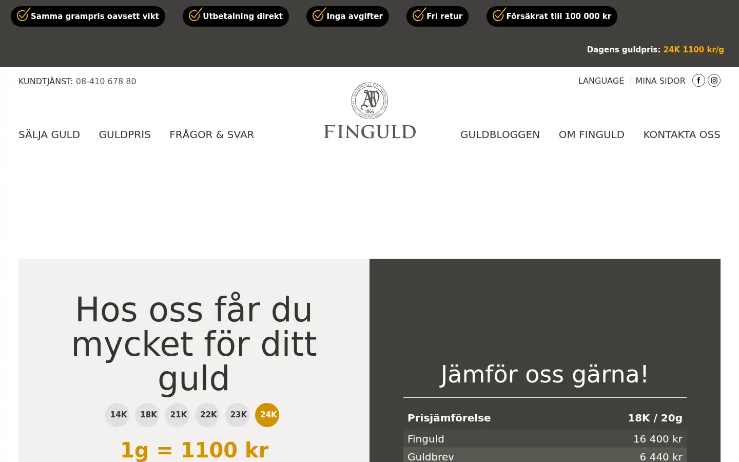 Screenshot of finguld.se