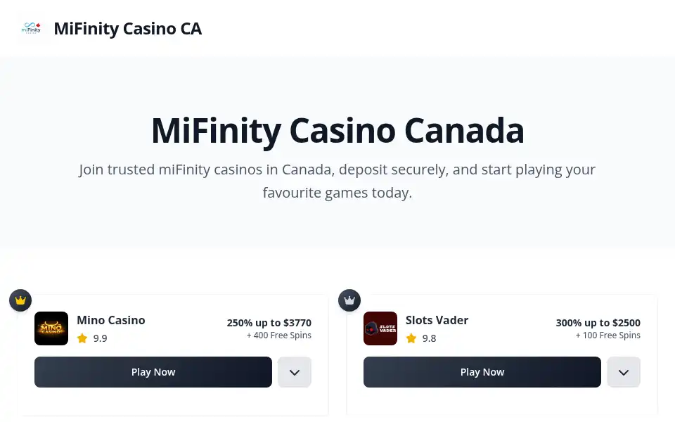 Screenshot of finitycasino.co