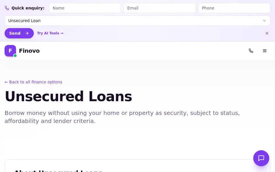 Screenshot of finovo.co.uk