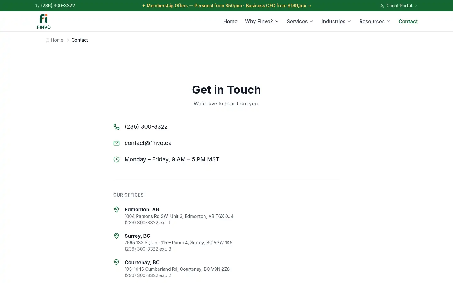 Screenshot of finvo.ca