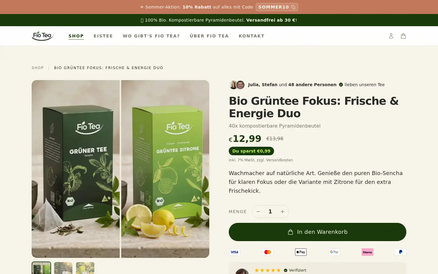 Screenshot of fio-tea.de