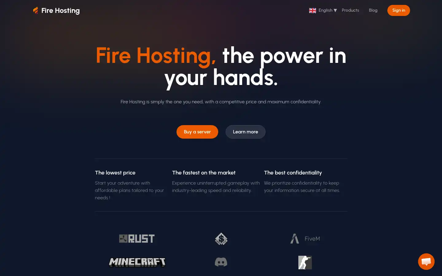Screenshot of fire-hosting.net
