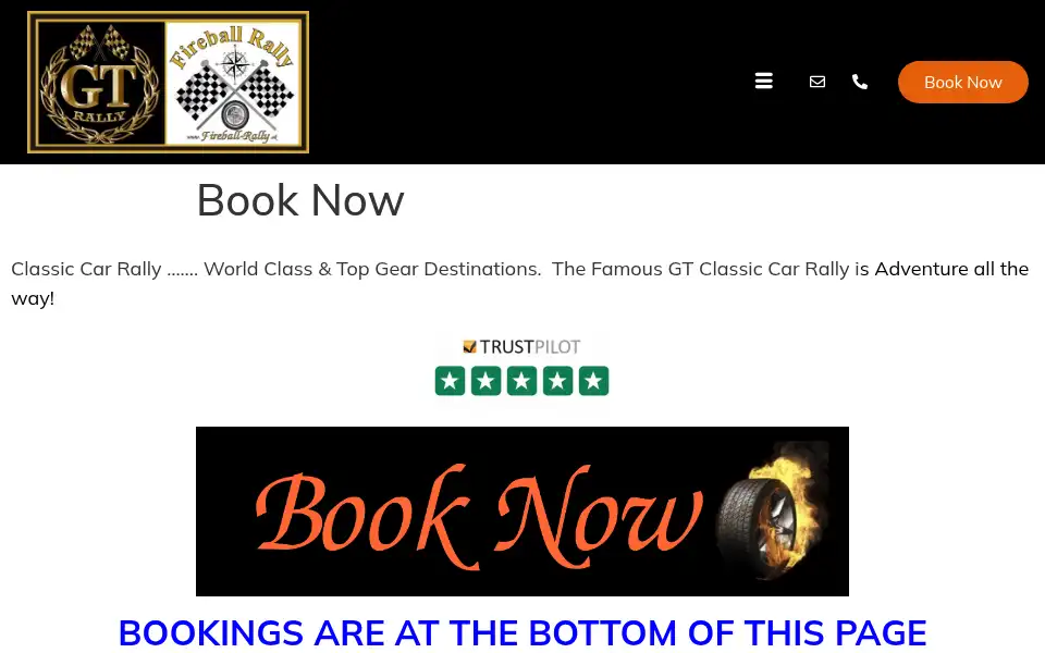 Screenshot of fireballrally.co.uk