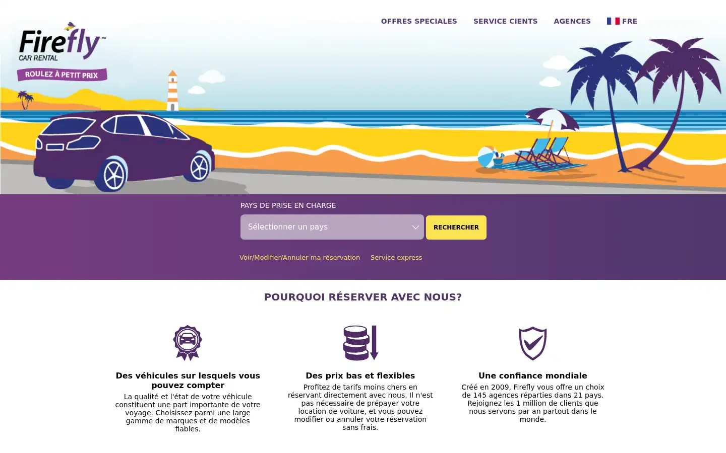 Screenshot of fireflycarrental.com