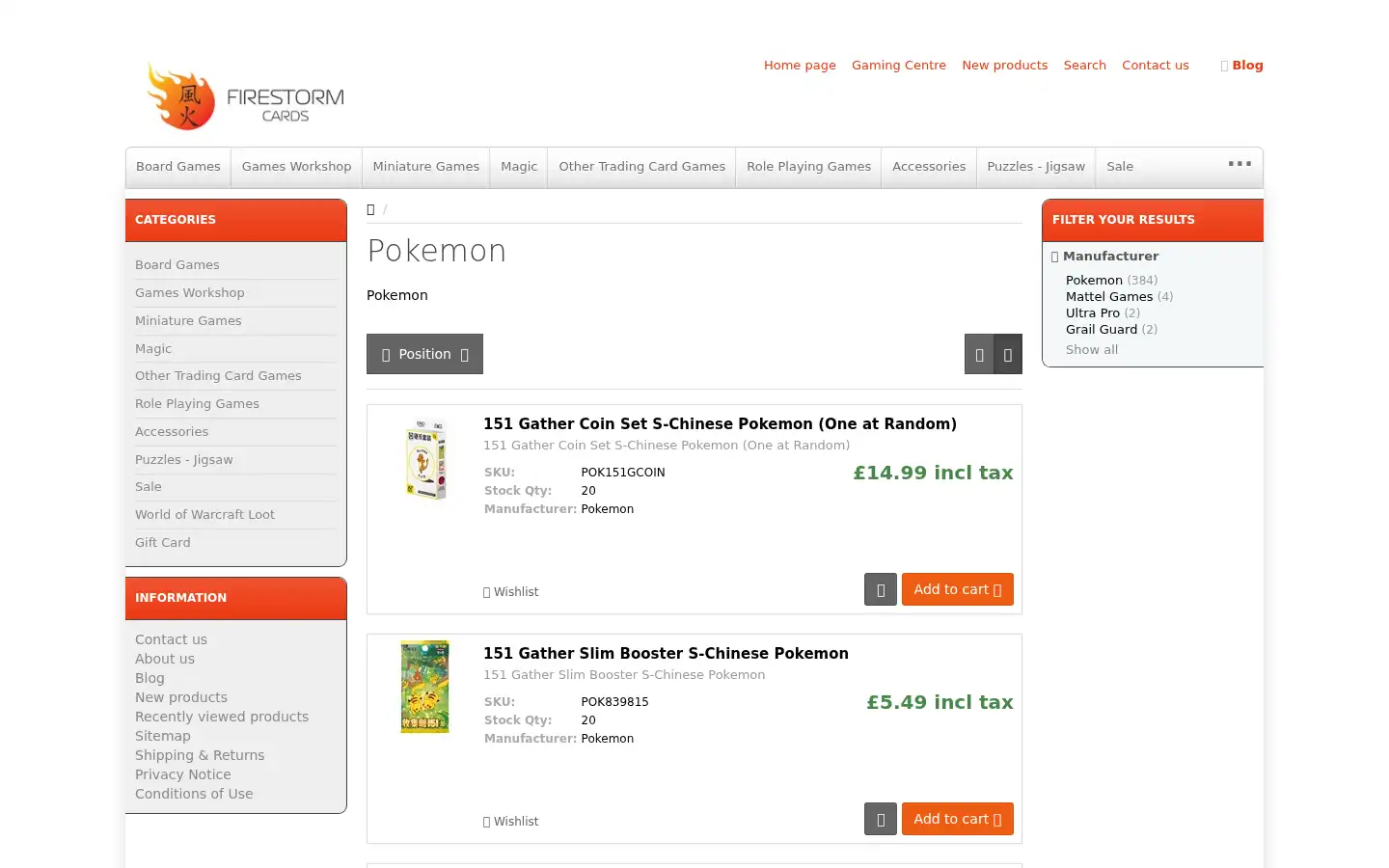 Screenshot of firestormcards.co.uk