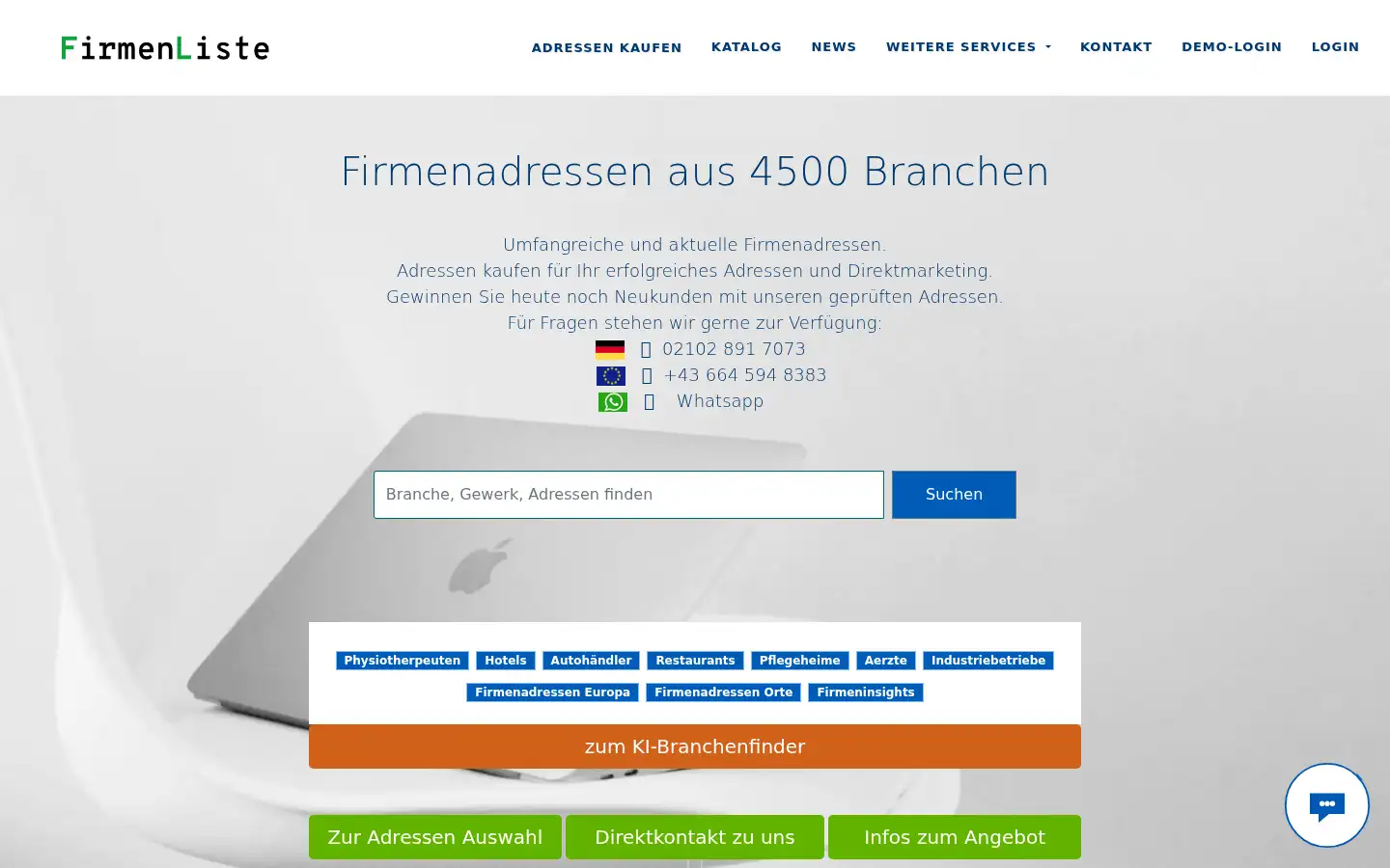 Screenshot of firmenliste.net