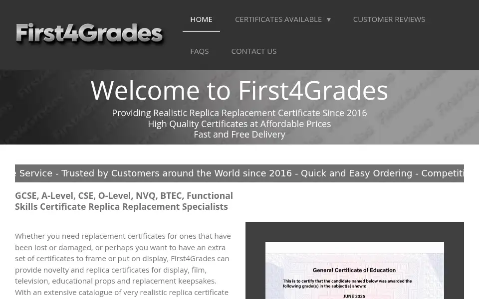 Screenshot of first4grades.com