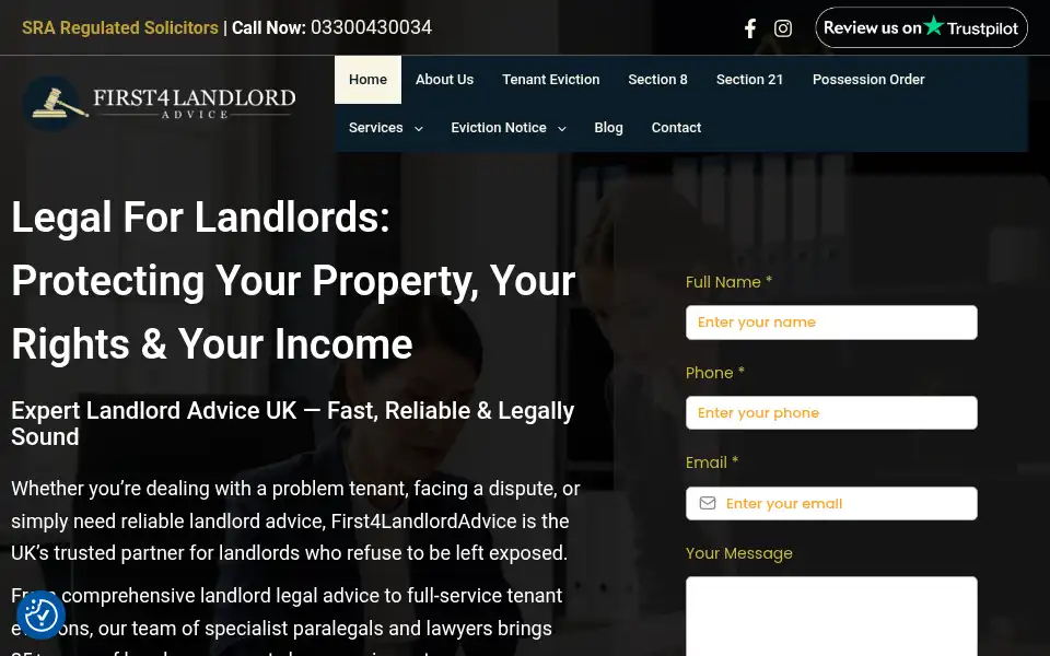 Screenshot of first4landlordadvice.co.uk