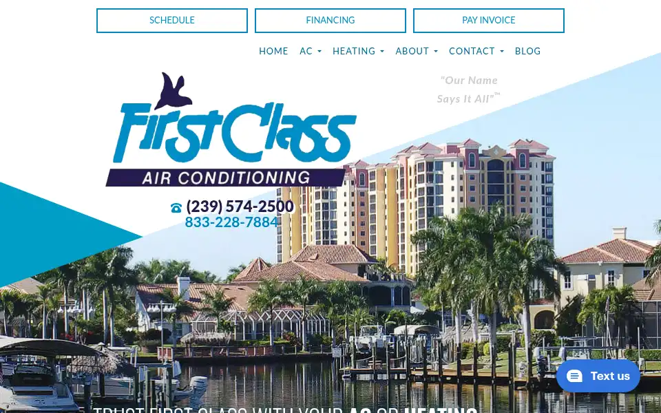 Screenshot of firstclassairconditioning.com