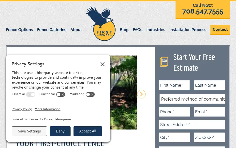 Screenshot of firstfencecompany.com