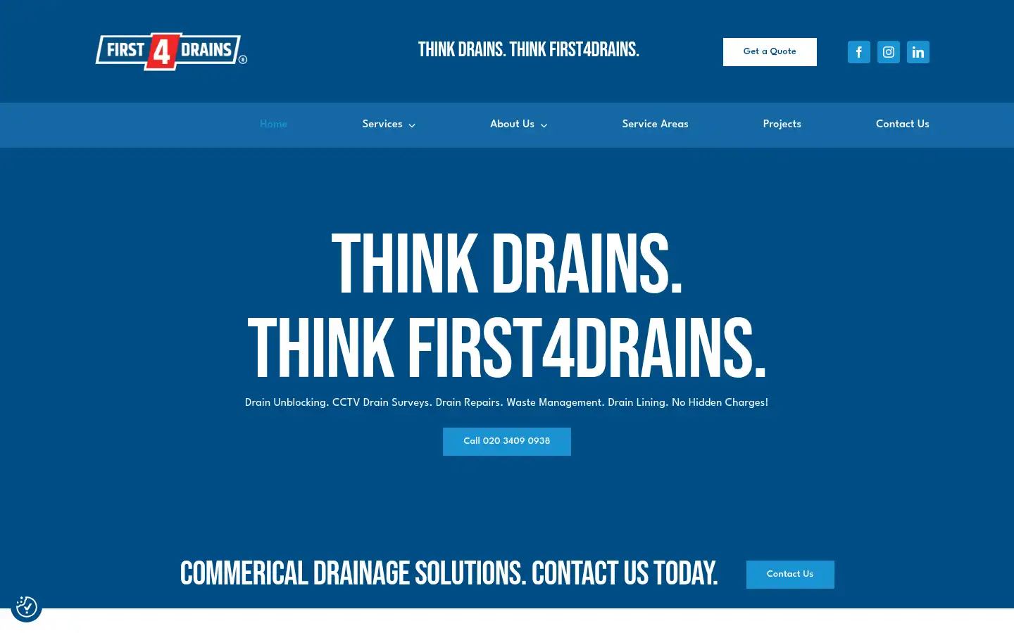 Screenshot of firstfordrains.co.uk