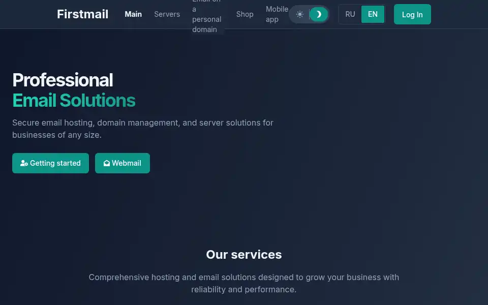Screenshot of firstmail.ltd