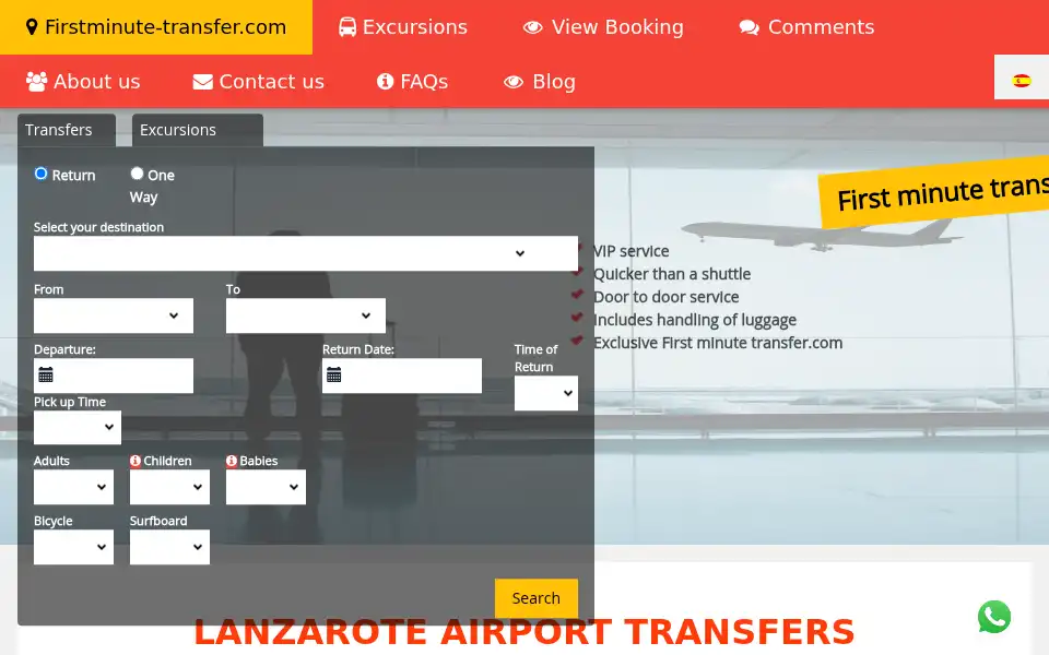 Screenshot of firstminute-travel.es