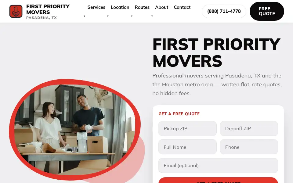 Screenshot of firstprioritymovers.com