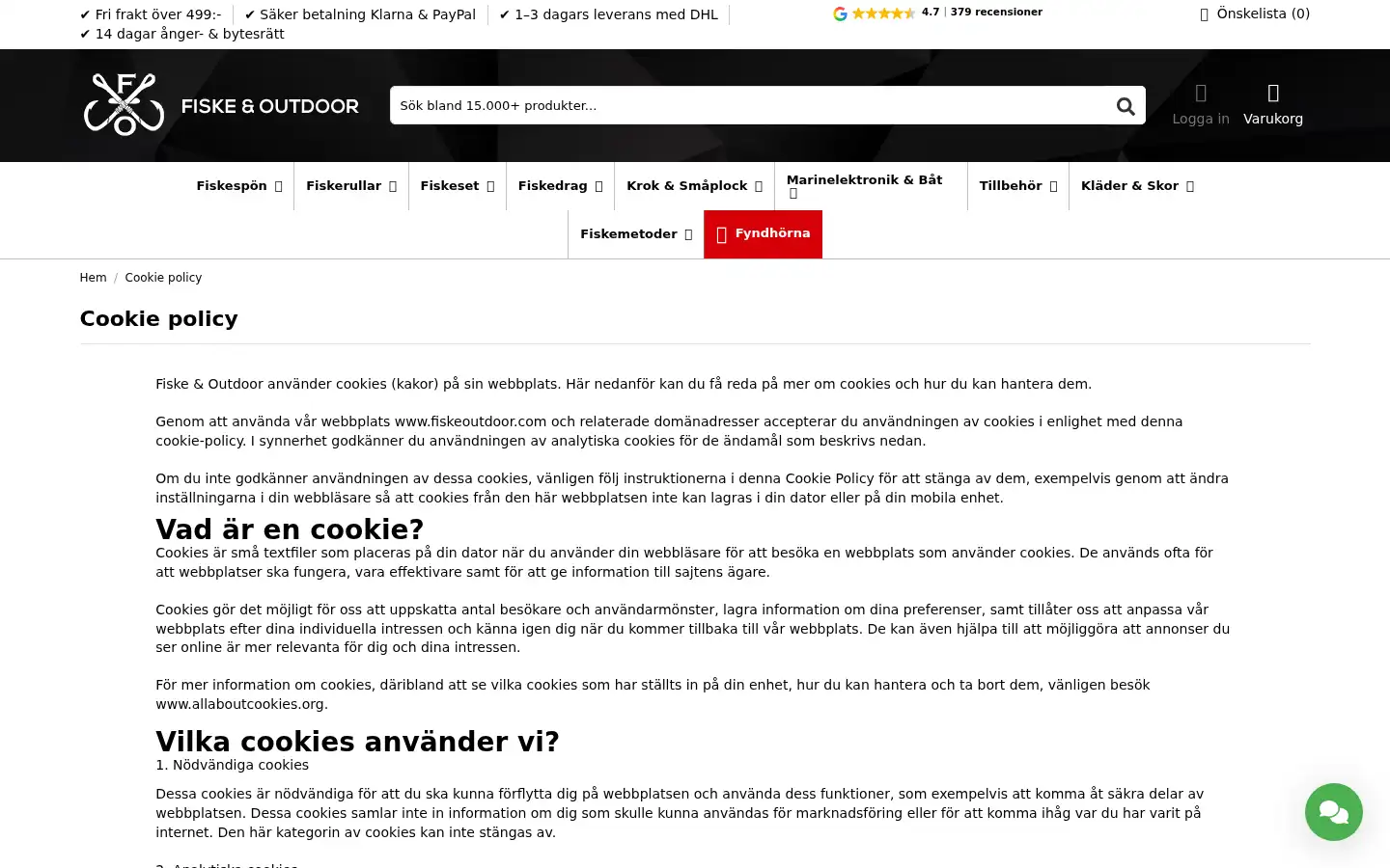 Screenshot of fiskeoutdoor.com