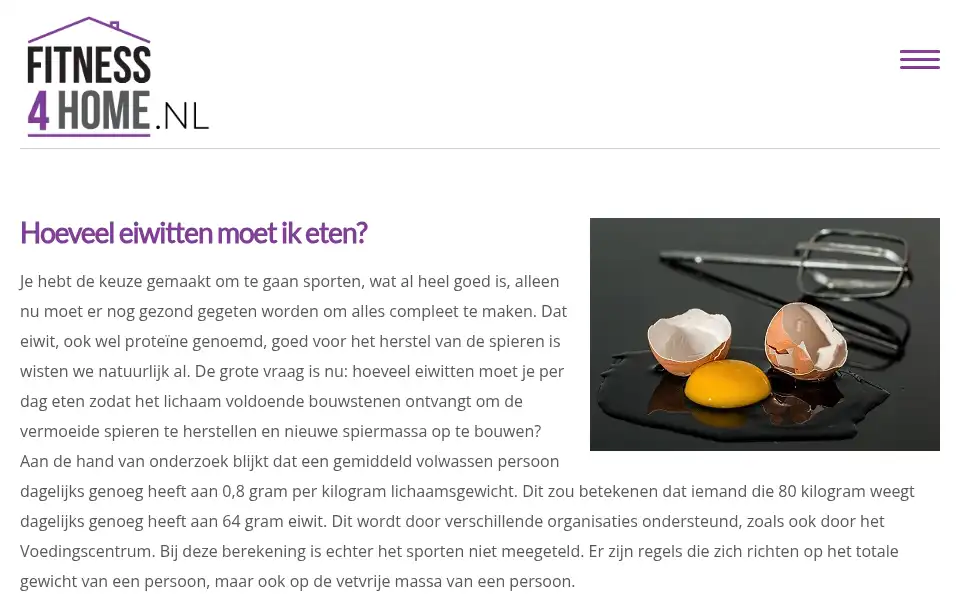 Screenshot of fitness4home.nl