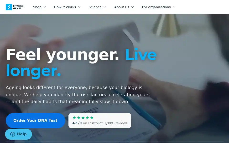 Screenshot of fitnessgenes.com