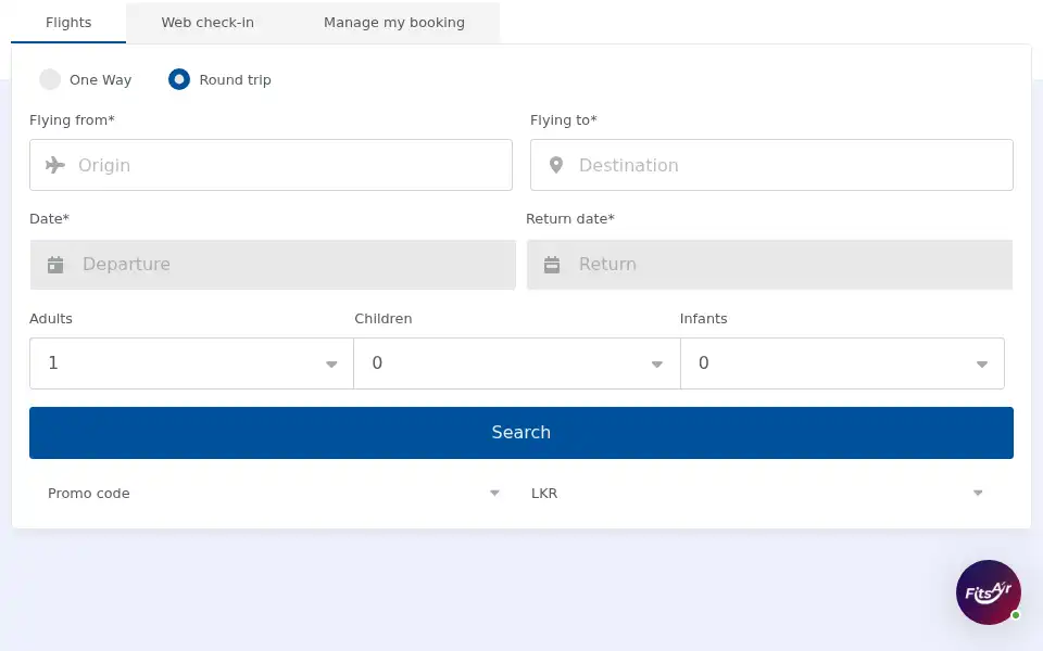 Screenshot of fitsair.com