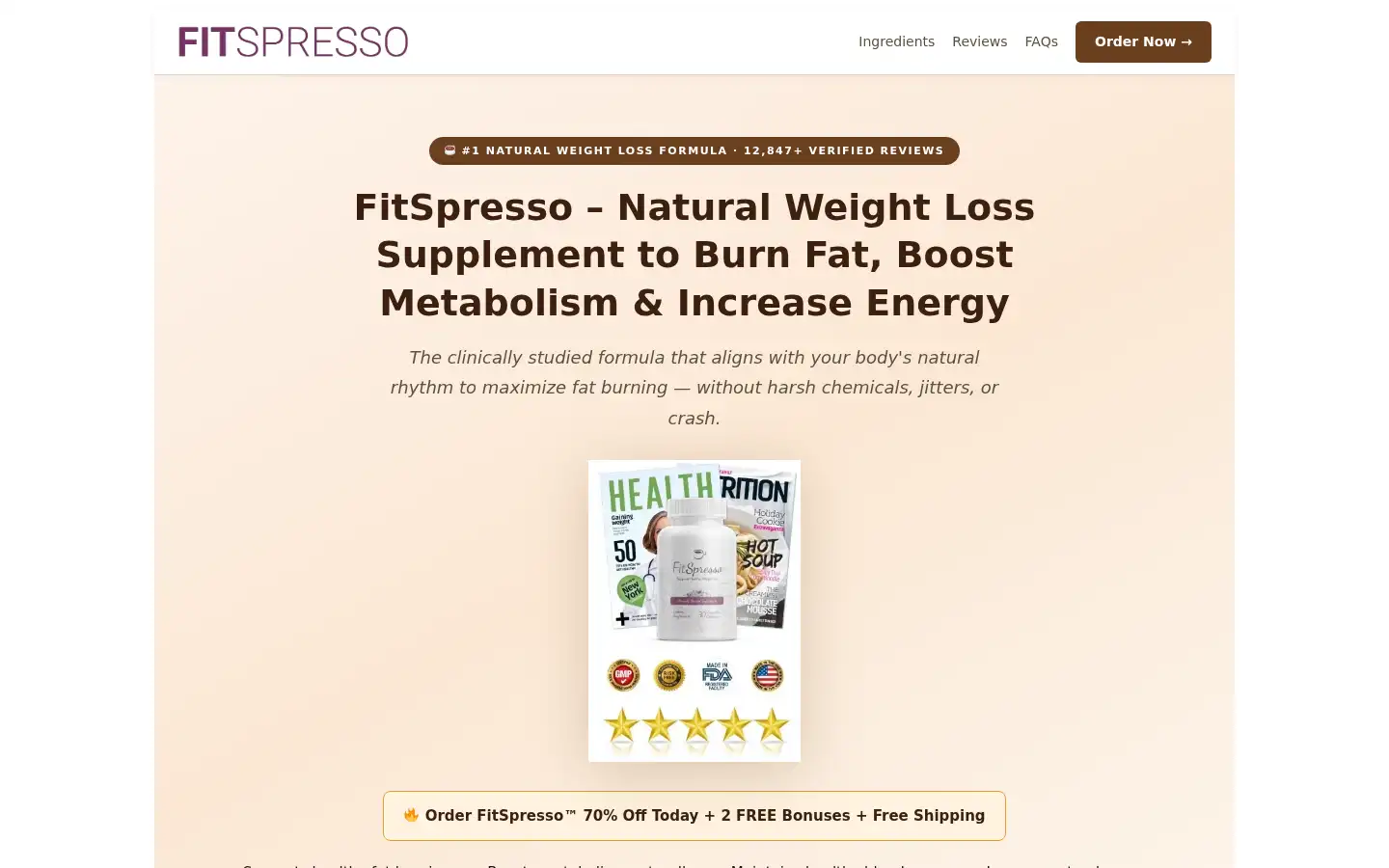 Screenshot of fitspresso.com