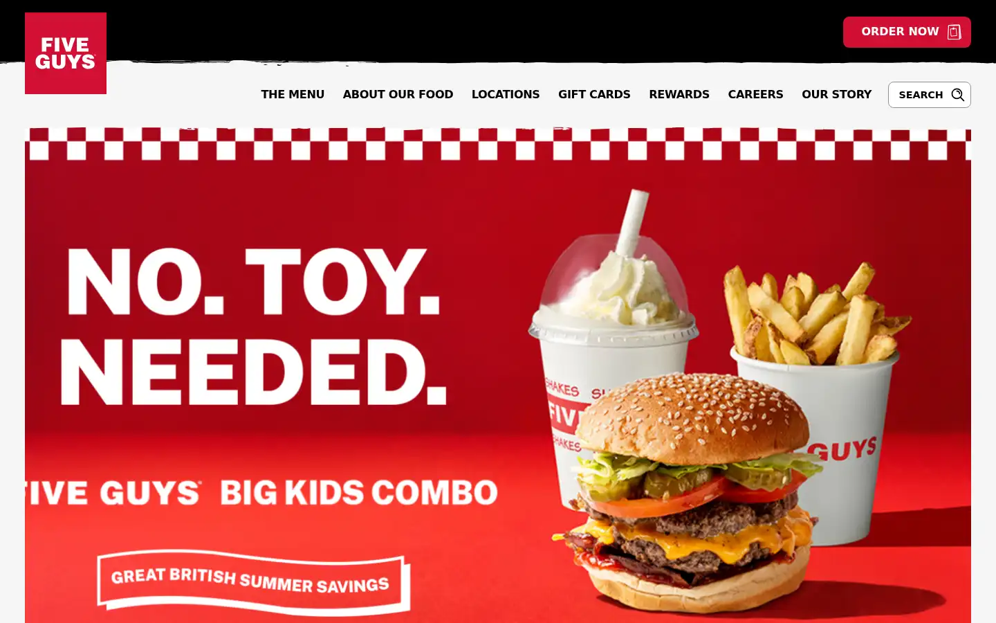 Screenshot of fiveguys.co.uk