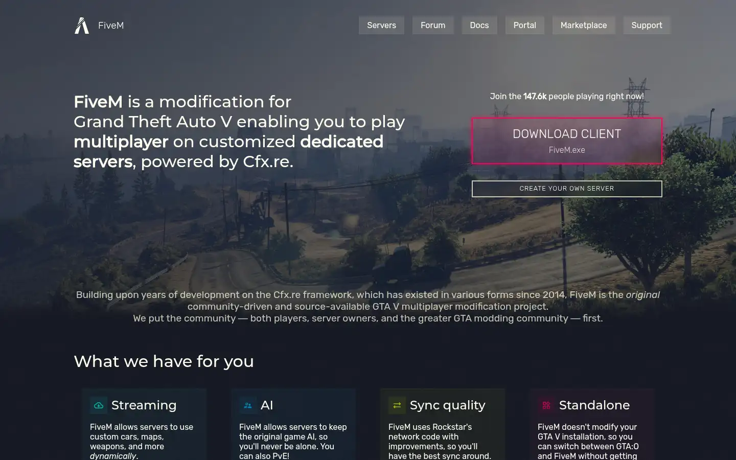 Screenshot of fivem.net