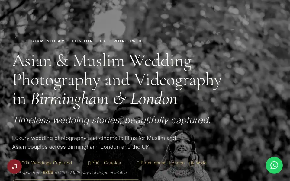 Screenshot of fiveshadesweddings.co.uk