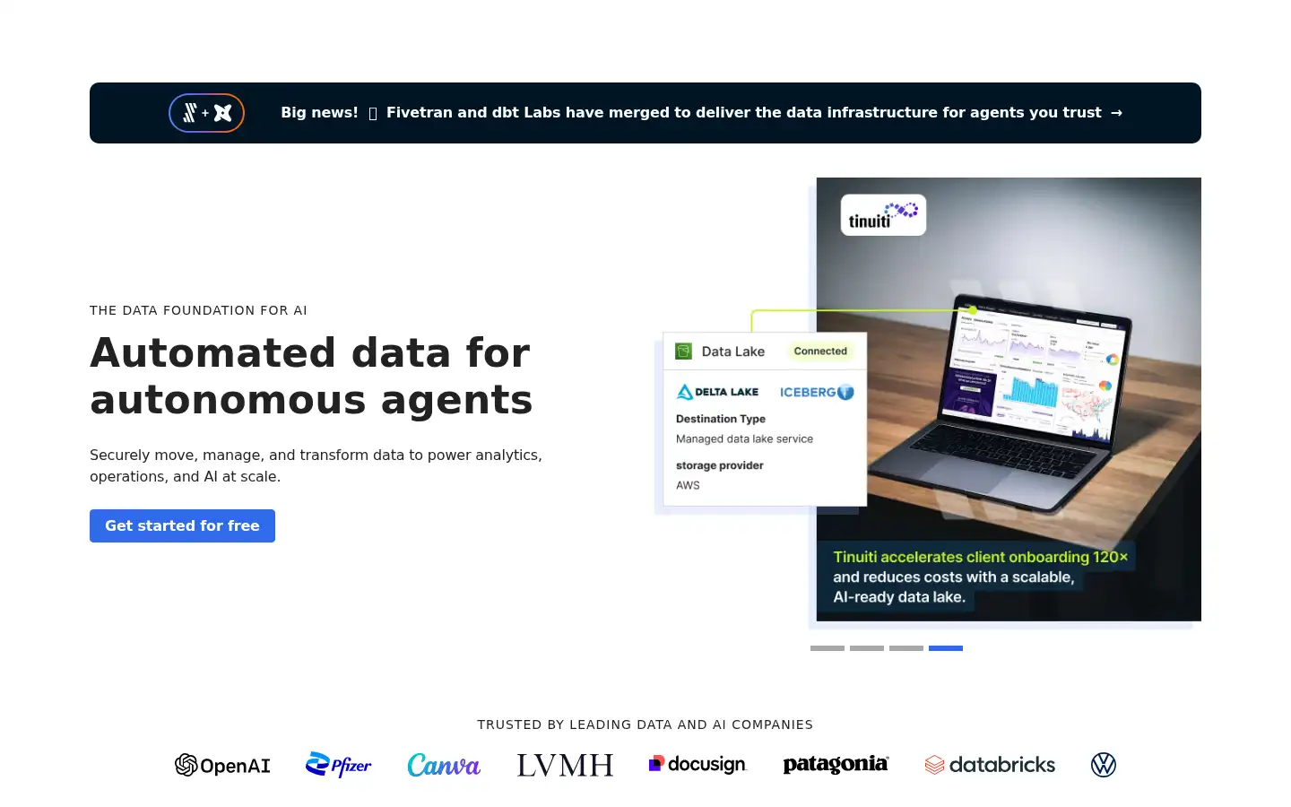 Screenshot of fivetran.com