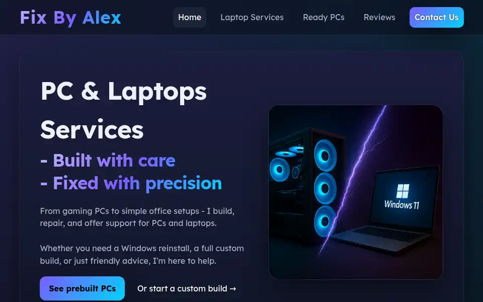 Screenshot of fixbyalex.com