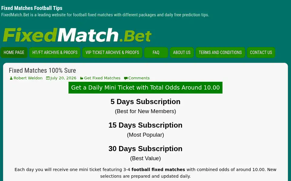 Screenshot of fixedmatch.bet