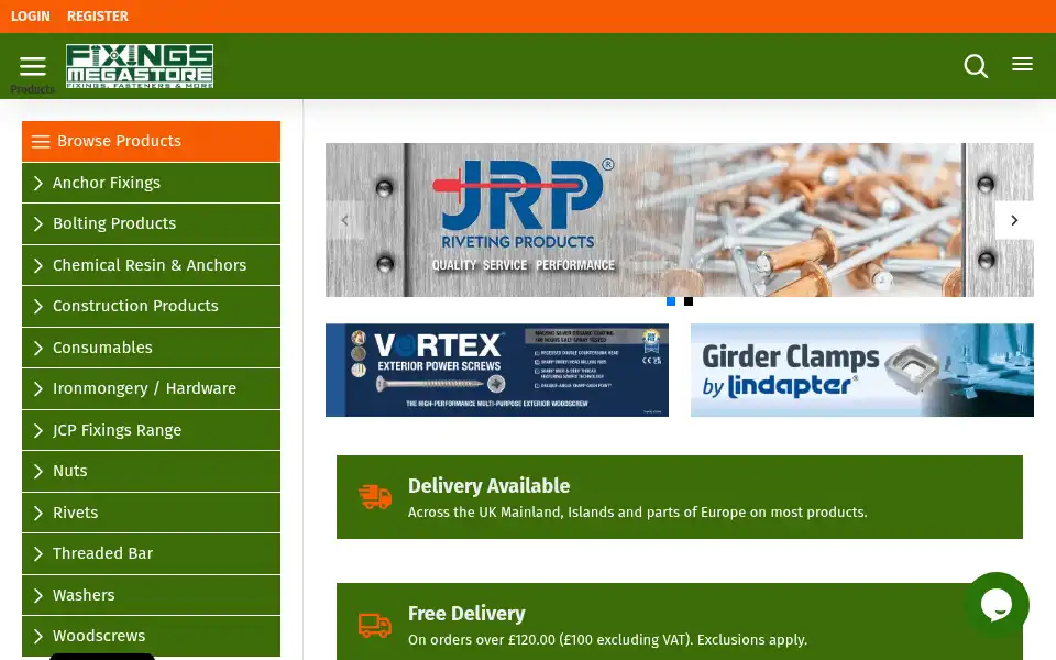 Screenshot of fixingsmegastore.co.uk