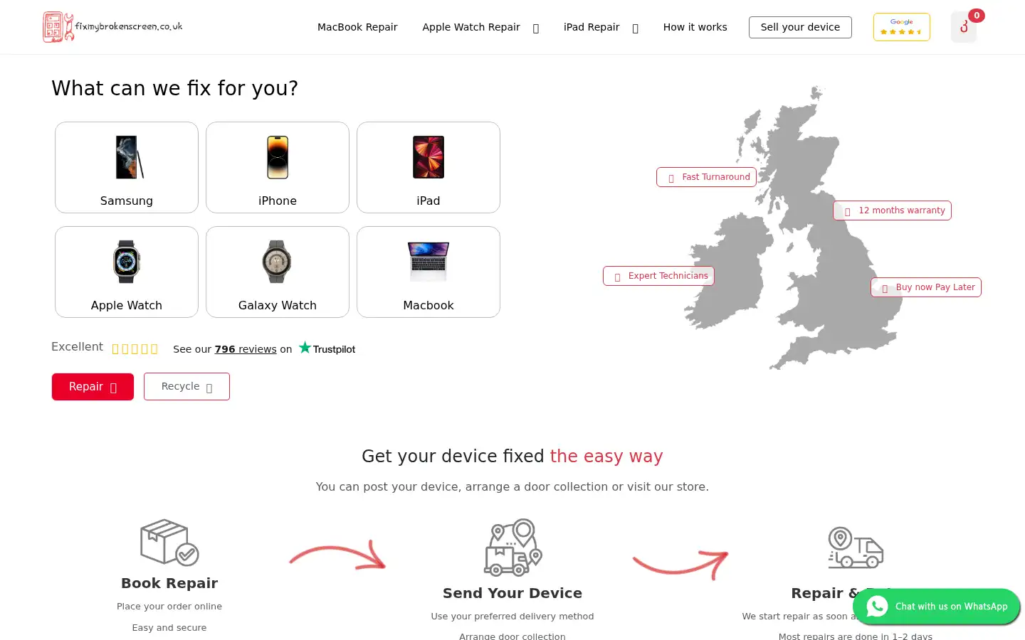 Screenshot of fixmybrokenscreen.co.uk