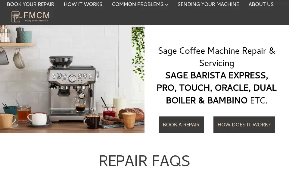 Screenshot of fixmycoffeemachine.com