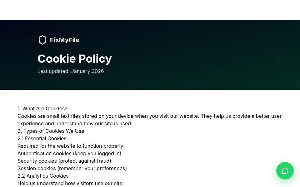 Screenshot of fixmyfile.co.uk