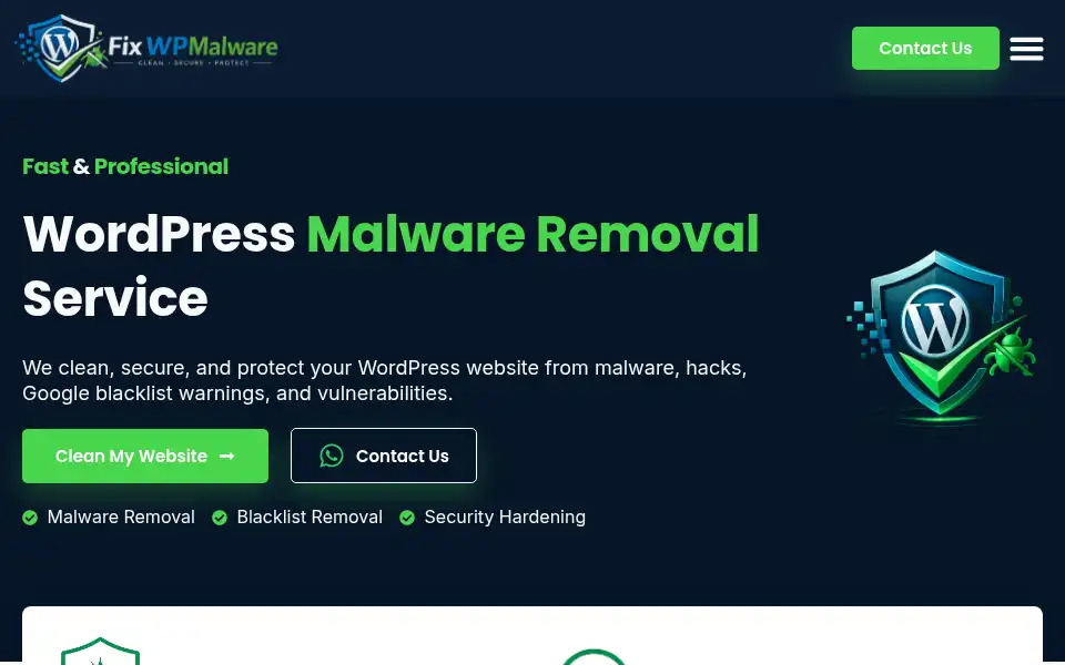 Screenshot of fixwpmalware.com