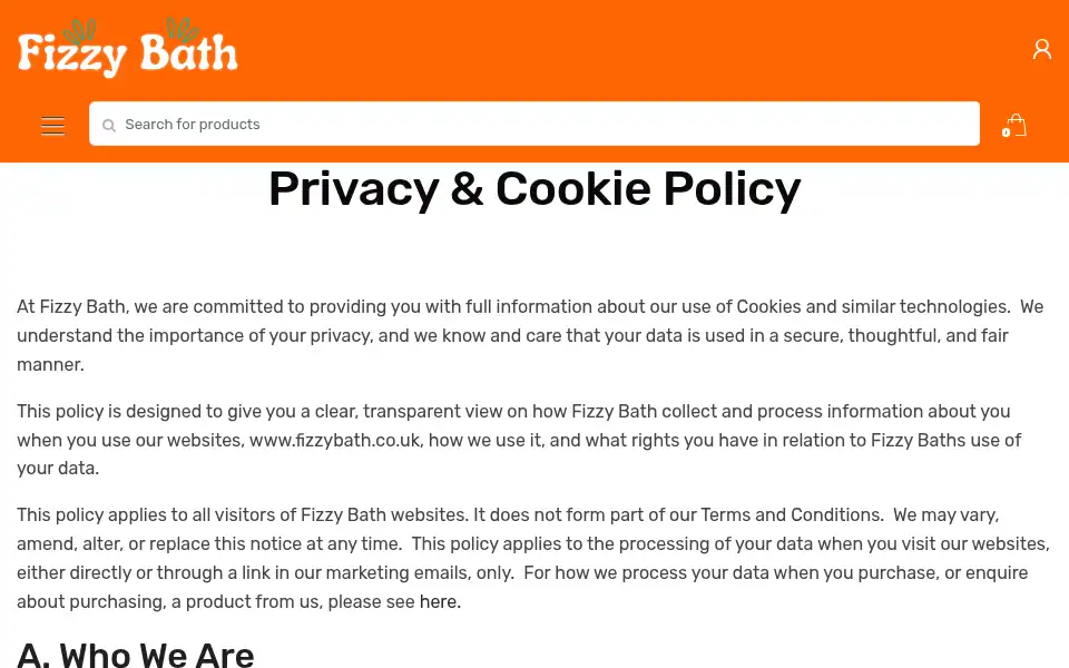 Screenshot of fizzybath.co.uk