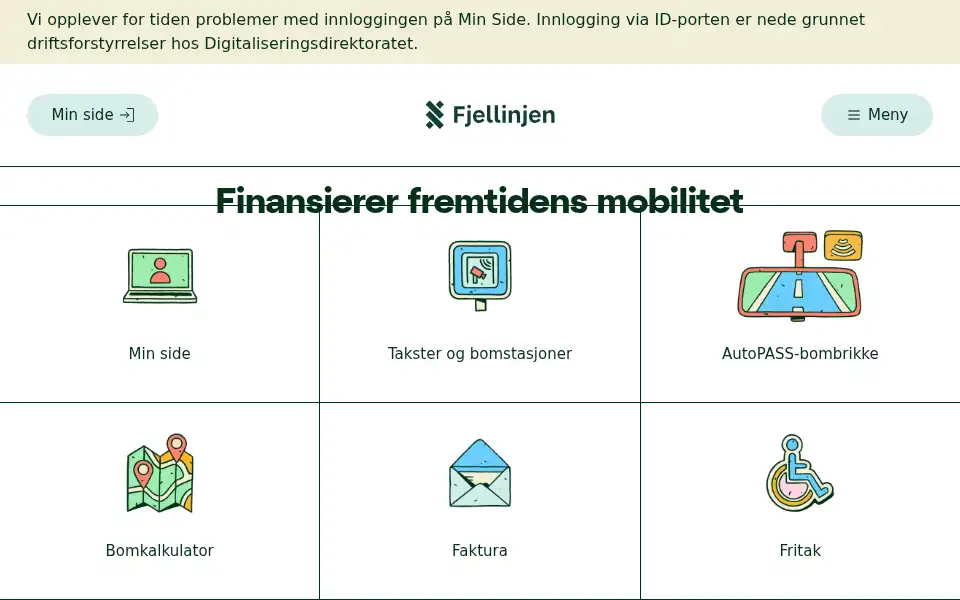 Screenshot of fjellinjen.no